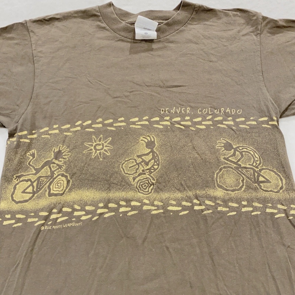 vtg 90s DENVER COLORADO BICYCLE RETROGLYPH ABORIGINALS DOUBLE-SIDED T-Shirt M
